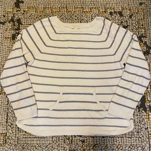 Barefoot Dreams White and Gray Striped Sweater